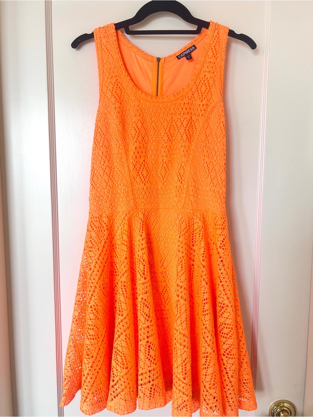 Express Bright Orange Lace Mini Dress Small